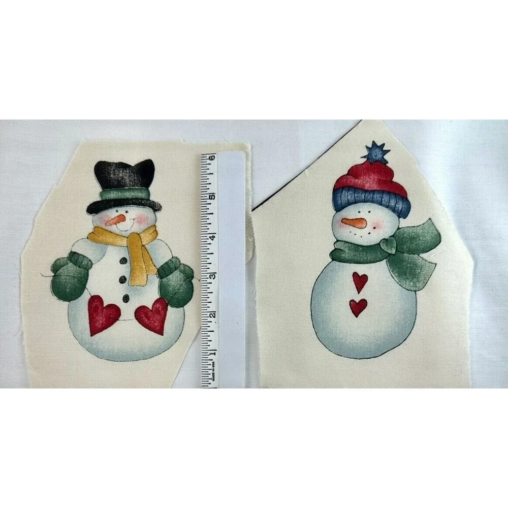 Lot of 8 Dianna Marcum Snowman Appliques Hearts Cotton